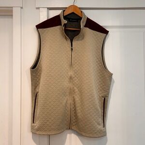 Cremieux Mens XL Diamond Quilted Full Zip Vest Pockets Casual Outdoors Neutral